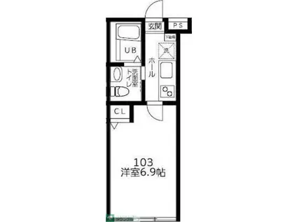 ラシャンス国分南(1K/1階)の間取り写真