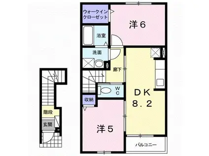 FRIEDE・泉台フリーデ(2DK/2階)の間取り写真