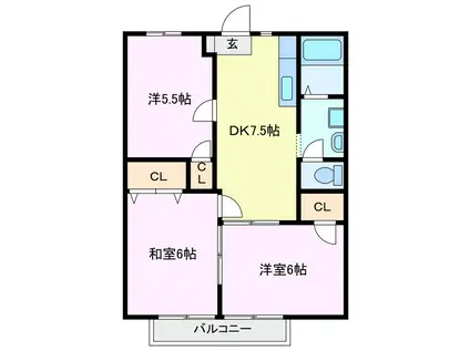 オーキッド潮見ヶ丘B(3DK/2階)の間取り写真