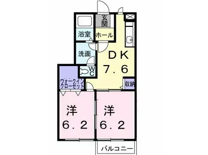 ファミール(2DK/1階)の間取り写真