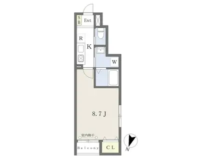 リーフレット八本松(1K/1階)の間取り写真