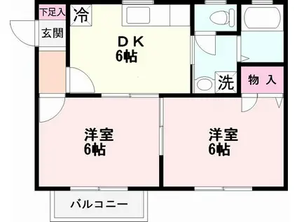 リトルベアー(2DK/1階)の間取り写真