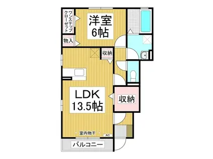 ルミナス三本柳 A(1LDK/1階)の間取り写真