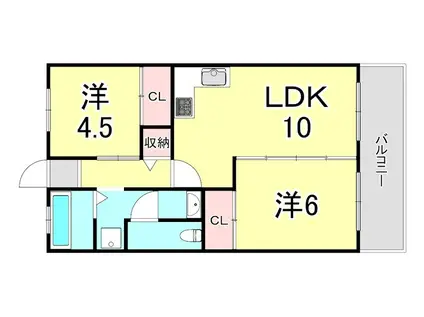 サンマリン神戸(2LDK/2階)の間取り写真