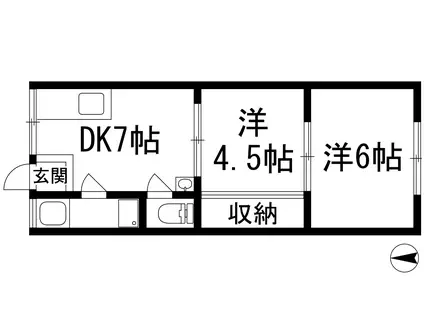 仁川コーポA棟(2DK/4階)の間取り写真