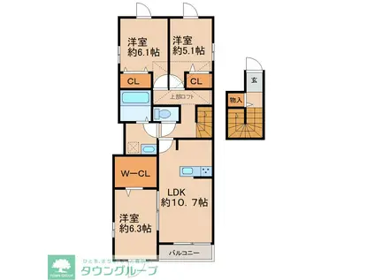 東京都稲城市矢野口1388計画(2LDK/2階)の間取り写真