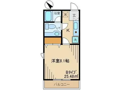 ベビーバード(1K/2階)の間取り写真