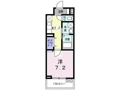 ラヴィベール(1K/2階)の間取り写真