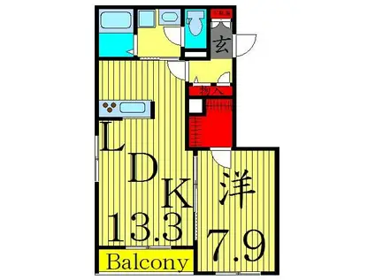プリマ リーベ(1LDK/2階)の間取り写真