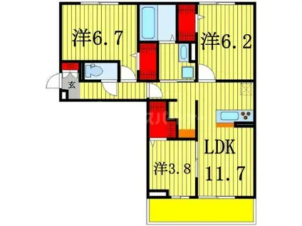 コリーヌ(3LDK/2階)の間取り写真