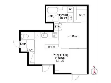 ARUITTE AOI(1LDK/1階)の間取り写真