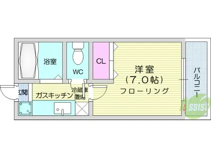 センチュリー旭ヶ丘Ⅲ(1K/1階)の間取り写真