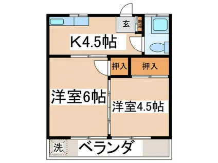 コーポ東浦(2K/1階)の間取り写真