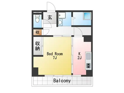 〇中峰マンション(1K/6階)の間取り写真