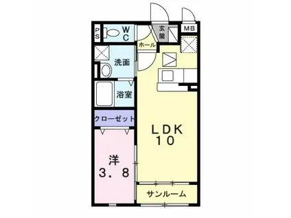 ピュアハート武庫之荘(1LDK/1階)の間取り写真