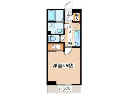 GRAND STATION宮上I(1K/1階)の間取り写真