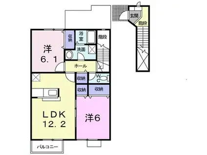 エクセル彩が丘(2LDK/2階)の間取り写真