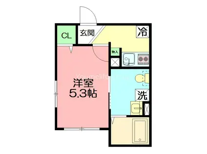 ベイルーム本厚木元町(1K/2階)の間取り写真