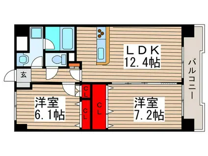 カサベルテ(2LDK/3階)の間取り写真