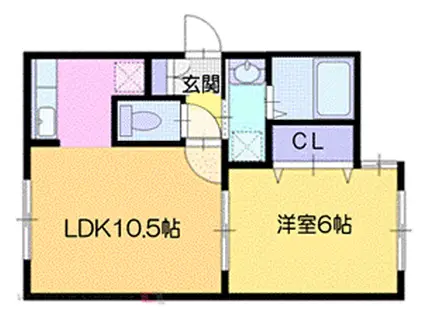 シルキー厚別東Ⅰ(1LDK/3階)の間取り写真