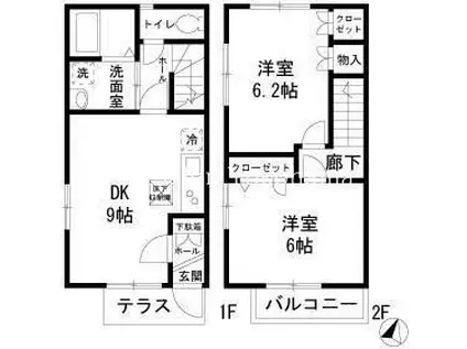 COMMON APARTMENT(2DK/2階)の間取り写真