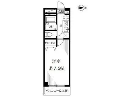 アンプルールフェールグランデール(1K/2階)の間取り写真
