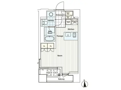 カスタリア麻布十番II(ワンルーム/12階)の間取り写真