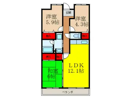 サンモール神田(3LDK/2階)の間取り写真
