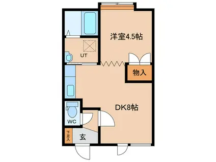 ウィステリア(1DK/1階)の間取り写真