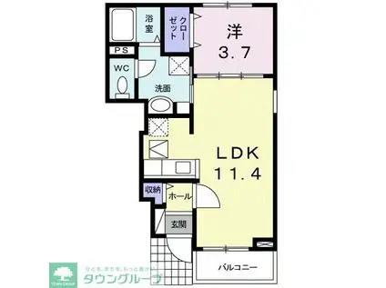 ベリーリーフII(1LDK/1階)の間取り写真