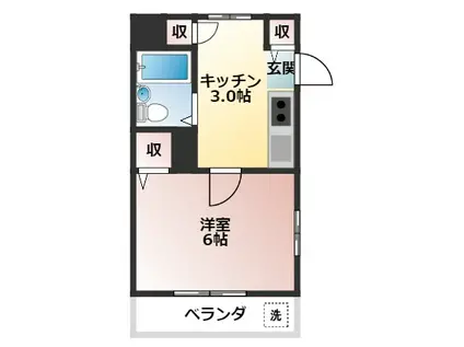 ドゥハイムーN(1K/1階)の間取り写真