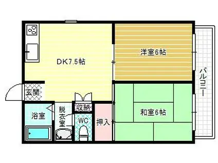 メゾンエルヴィー(2DK/6階)の間取り写真