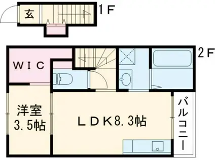 広畑区西蒲田アパート2(1LDK/2階)の間取り写真