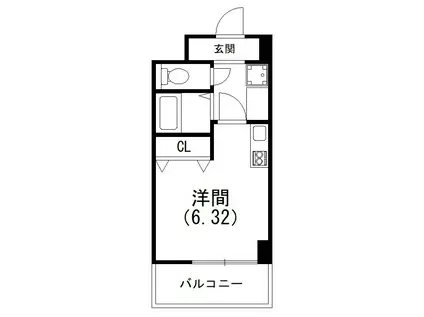 英和マンション龍禅寺(1K/3階)の間取り写真
