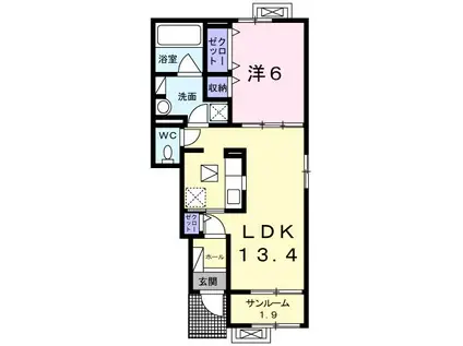 サン・メゾン I(1LDK/1階)の間取り写真