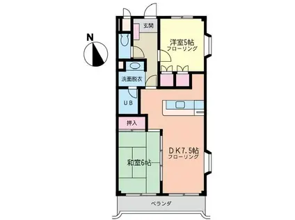 ファミーユ梶ヶ谷(2DK/1階)の間取り写真