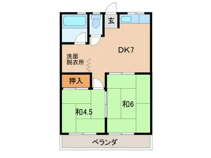 池之内マンション1号棟(2DK/2階)の間取り写真