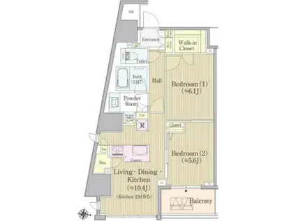 REX白金(2LDK/14階)の間取り写真