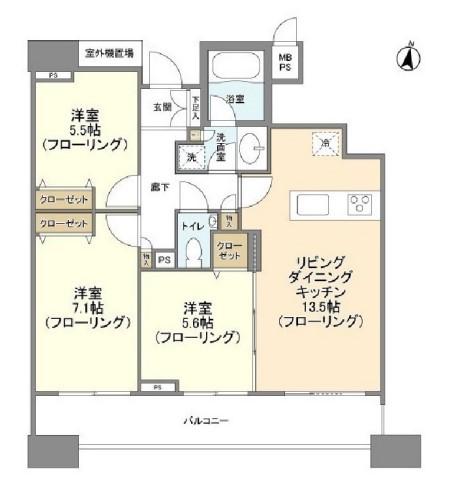 HF白金高輪レジデンス(3LDK/13階)の間取り写真
