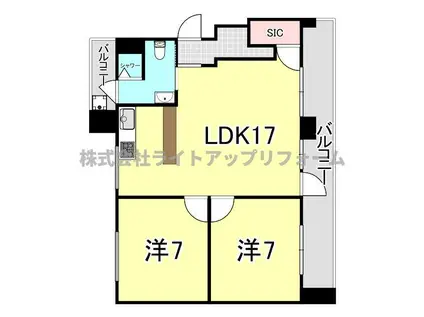 山御影マンションA棟(2LDK/5階)の間取り写真