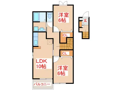サンブリーズII(2LDK/2階)の間取り写真