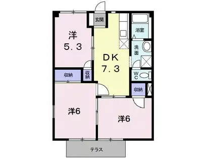 コンフォートヴィラS1(3DK/1階)の間取り写真