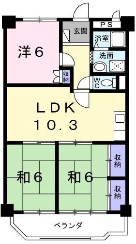 第二コーポ学苑(3LDK/3階)の間取り写真
