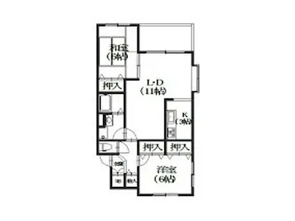 ヘーベルヒルズ西向日(2LDK/2階)の間取り写真