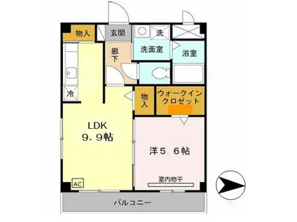 ライブワンコート(1LDK/2階)の間取り写真