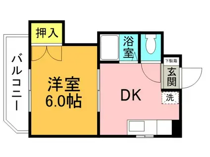 グリーンハイム九軒町(1DK/1階)の間取り写真