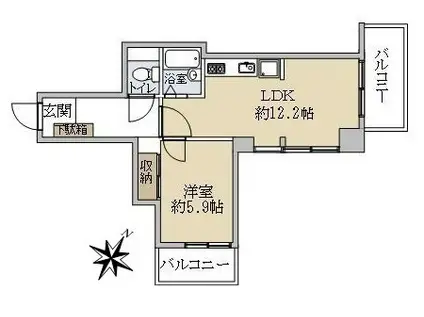 池尻マンション(1LDK/8階)の間取り写真