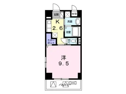 パークY・K(1K/3階)の間取り写真