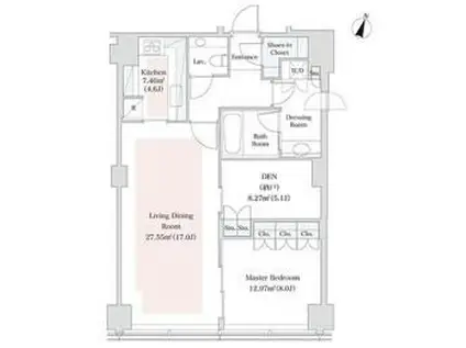 ラ・トゥール青葉台(1SLDK/29階)の間取り写真