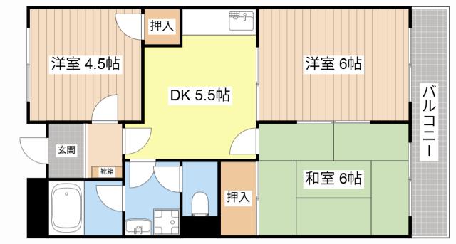 TWINAVENUEB棟(3DK/2階)の間取り写真